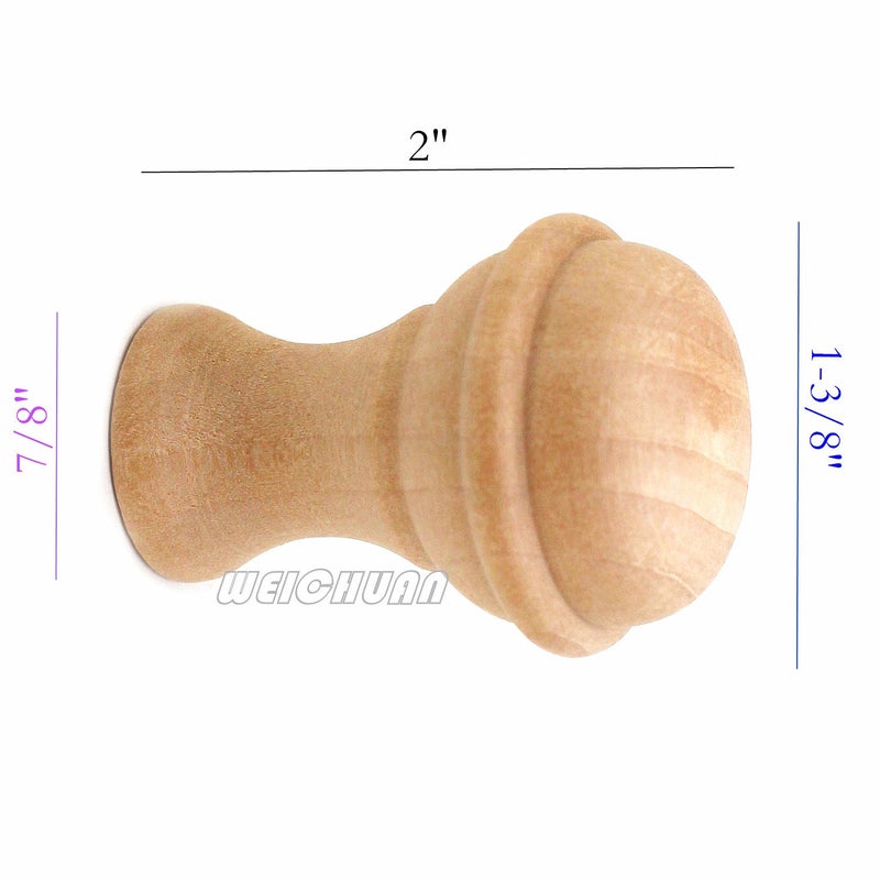 WEICHUAN 15PCS Mushroom Shape Wood Unfinished Cabinet Furniture Drawer Knobs Pulls Handles (Diameter: 1-3/8 Inches Height: 2 Inch) - Image 2
